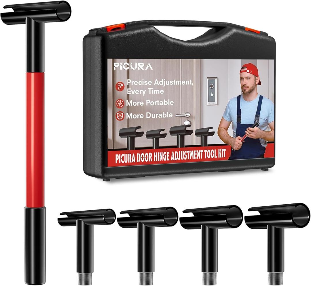 Door Hinge Adjustment Tool Kit, 4 in 1 Rotary Hinge Gap Adjusting Wrench 0.55 in/0.71 in/0.82 in/0.98 in Multi-Size Diameter Heavy Door Hinge Adjuster Alignment Bender Tool