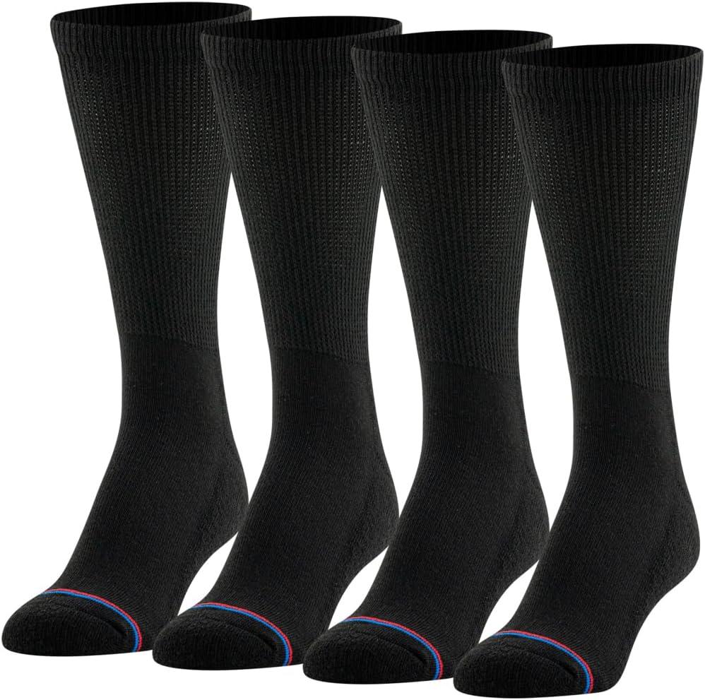 MediPEDS Men's 8 Pack Diabetic Crew Socks with Non-Binding Top (L)