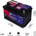 Mighty Max Battery MM-H6 Start and Stop Car BCI Group Size 48 12V 70 AH, 120RC, 760 CCA Rechargeable AGM Car Battery