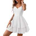 Vimagcal Women's Sexy Backless Halter Dress with Adjustable Bow - Summer V-Neck Mini Dress for Parties White M