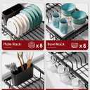 Sakugi Dish Drying Rack in Sink - Expandable Stainless Steel Dish Rack Over the Sink, Kitchen Sink Drain Strainer with Cutlery Holder & Cup Holders, 15.4 x 9.8 x 3.0 Inch, Black, Standard - 15.4" 9.8" 3"