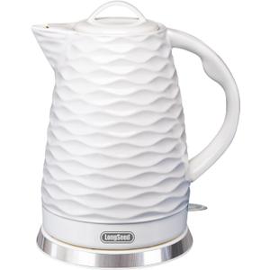 Ceramic electric kettle,1.5L/1000w, white electric tea kettle Automatic Shut-Off, BPA-Free, Boil-Dry Protection, suitable for coffee, tea, quick boiling, with wave texture design