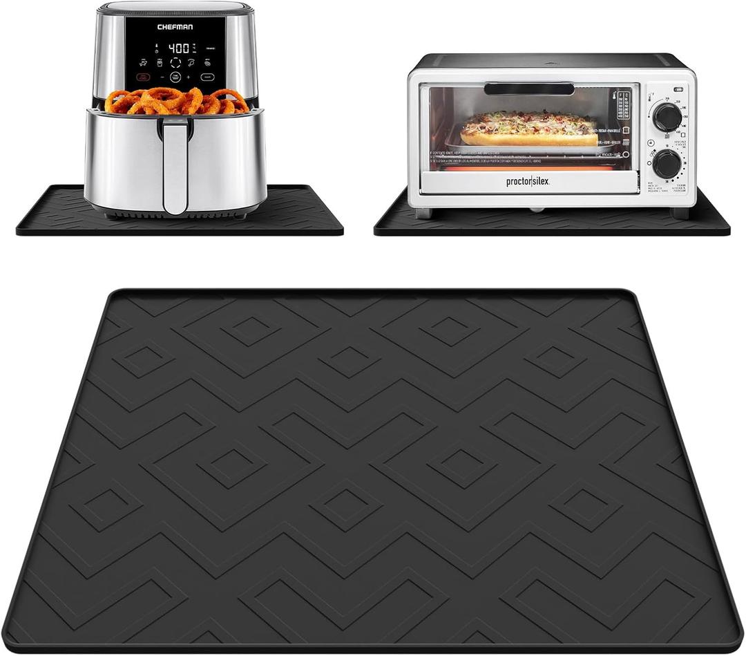 Silicone Heat Resistant Mat For Air Fryer,17.7''x15''Heat Resistant Mats for Countertop Protector,Silicone Air Fryer Mat Compatible with Ninja,Cosori,Chefman,etc-Black