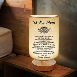 To My Mom Mother Day Birthday Gifts - Engraved Table Lamp, Dimmable Bedside Nightstand Lamp, Fabric Desk Lamp Shade Simple Night Light for Bedroom Living Room Office - Best Anniversary Christmas Gift