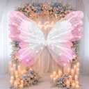 47 Inch Giant Butterfly Party Decoration Mariposas Grandes para Backdrop Decor Large 3D Silk Light up LED Butterfly Backdrop for Spring Wedding Baby Shower Birthday Fairy Garden Party Outdoor(Pink)