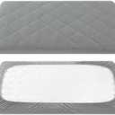 Soft Quilted Crib Cover Pad, Toddlers Mattress Protector with 1''-3'' Deep Pocket, Thick Play Yard Playpen Sheets, Breathable Fluffy Crib Mattress Pad, 39"x27", Grey