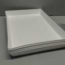US Acrylic White Plastic Serving Trays (Set of 4) 15 x 10 | Large Unbreakable Reusable Rectangular Party Platters | Serve Appetizers, Fruit, Veggies, & Desserts | BPA-Free & Made in USA