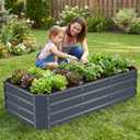 INNO STAGE 421ft Galvanized Raised Garden Bed Kit, Galvanized Planter Raised Garden Boxes Outdoor, Large Metal Raised Garden Beds for Vegetables, Flowers, Herbs, and Succulents, Grey