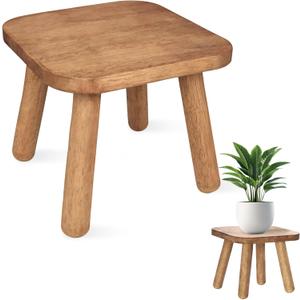 Solid Wooden Stool 9.3''H Wooden Plants Stand Wooden Decorative Stool Small Wood Stand for Bathroom Bedroom Livingroom Kitchen Bathroom