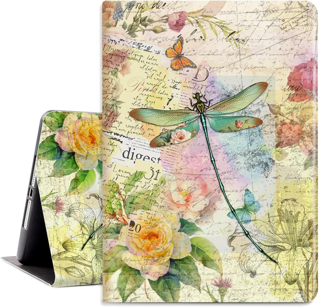 Vimorco Slim Case for iPad 5th/6th Generation 9.7 inch 2017/2018, for iPad Air 1/2 Case, Shockproof PU Leather Adjustable Stand Cover for iPad 5/6 Gen, Dragonfly