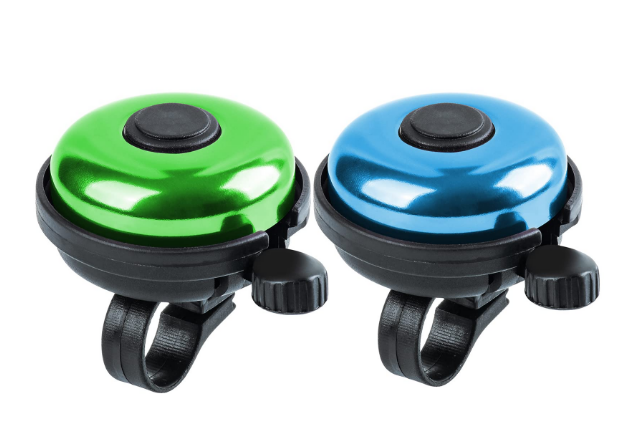Xthuge Classic Bike Bell, Aluminum Bicycle Bell, Loud Crisp Clear Sound Bicycle Bike Bell for Adults Kids(Blue, Green-Right Hand Use-2 Pack)