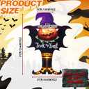 Halloween Graden Flag Solar Lights with Pole, Trick or Treat Double Sided Witch Feet Flag Banner 17.7 x 11.8. Inch 16 Warm White LED with 8 Modes Solar Panel, Decorations for Outdoor, Yard