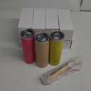 YOUKE OLA 11 Pack Stainless Steel Skinny Tumblers 20oz - Bulk Straight Double Wall Vacuum Insulated Tumbler with Lid and Straw & Silicone Base for Travel, DIY, 12 Colors