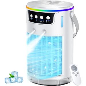 Portable Air Conditioners, AC Fan Mini Evaporative Air Cooler 1200ML with Ice Cooling Mist Personal Air Conditioner Quiet for Bedroom, Home Office Desk, Nightstand (black)