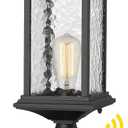 Beionxii Dusk to Dawn Outdoor Post Lights, 21inch Large Exterior Lamp Post Light Pier Mount Lantern with Base, Black Cast Aluminum w/Water Glass - A272P-1PK (NOT Solar, 110-120V AC), Extra Large