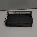 Wican Guest Towel Holder Tray for Bathroom, Oak and Iron Napkins Holder for Powder Room Dinning Table Wooden Basket for Disposable Paper Hand Towels Black and Farmhouse Brown