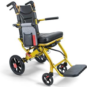 Lightweight Foldable Transport Wheelchair for Seniors Adults, Gold