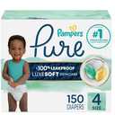  Pampers Pure Protection Baby Diapers, Size 4, 150 Count, Up to 100% Leakproof, Premium Plant-based Skin Protection, Hypoallergenic Soft Diapers : Baby