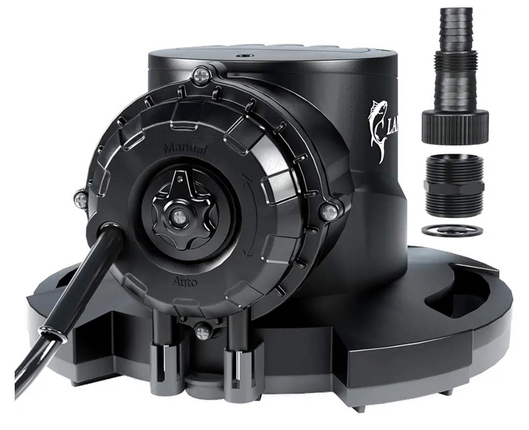 LANCHEZ 1/2 HP Automatic Swimming Pool Cover Pump, 2000 GPH Submersible Water Sump Pump with Check Valve & 3 Adapters, 25ft Power Cord, Removal for Swimming Pool, Rooftops, Water Beds and more