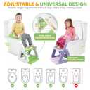 Orzbow Frog Potty Training Seat, Toddler Toilet Seat with Step Stool Ladder, 2-in-1 Potty Training Toilet Essentials for Boys Girls, Adjustable Height, Non-Slip Step and Splash Guard Design, Green