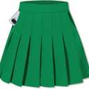 SANGTREE Girls Women's Pleated Skirt, Elastic Waist Uniform Skirt Plus Size, 2 Years - US 4XL (Green, M)