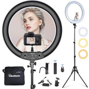 21inch Ring Light with Tripod and Phone Holder, 3000K-6000K Dimmable Bi-Color LED Light Ring for Makeup, Selfie, Vlog, YouTube Video, Camera - Control with Remote (21-inch)