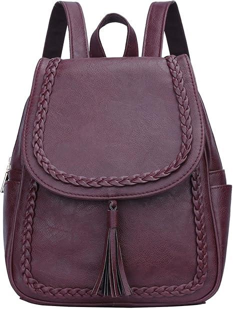 KKXIU Fashion Small Synthetic Leather Backpack Purse For Women and Ladies with Tassel