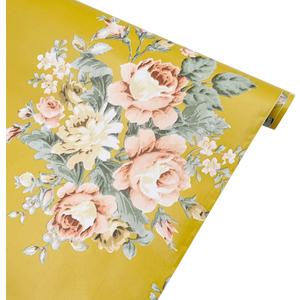 Vintage Peony Floral Shelving Paper Dark Yellow Peel & Stick Shelf Liner Dresser Drawer Sticker 17.7 Inch by 9.8 Feet