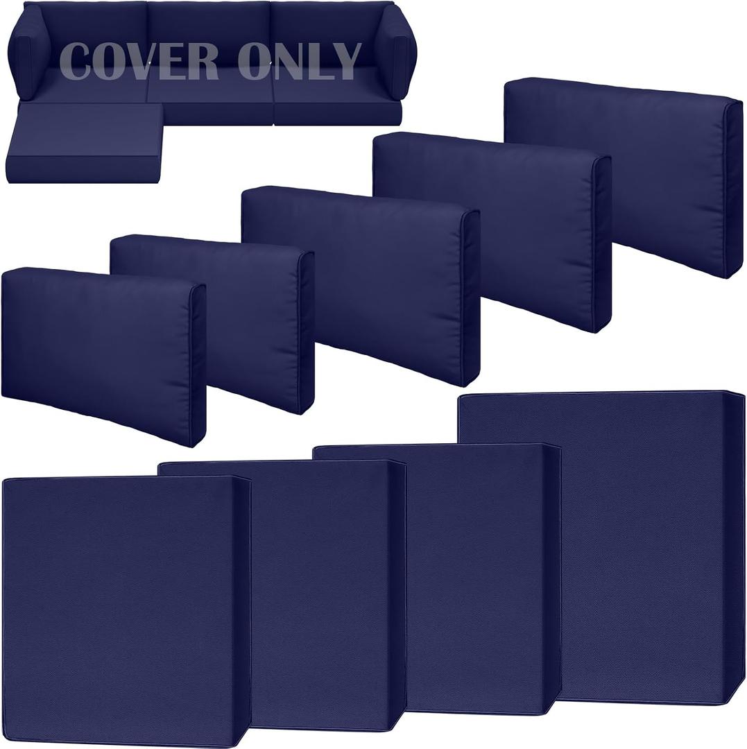 9 Piece Outdoor Patio Waterproof Cushion Covers, Fits 4-Seat Wicker Rattan Sectional Couch Chair Furniture Cover Replacement Set - Fade-Resistant Patio Cushion Covers with Zipper