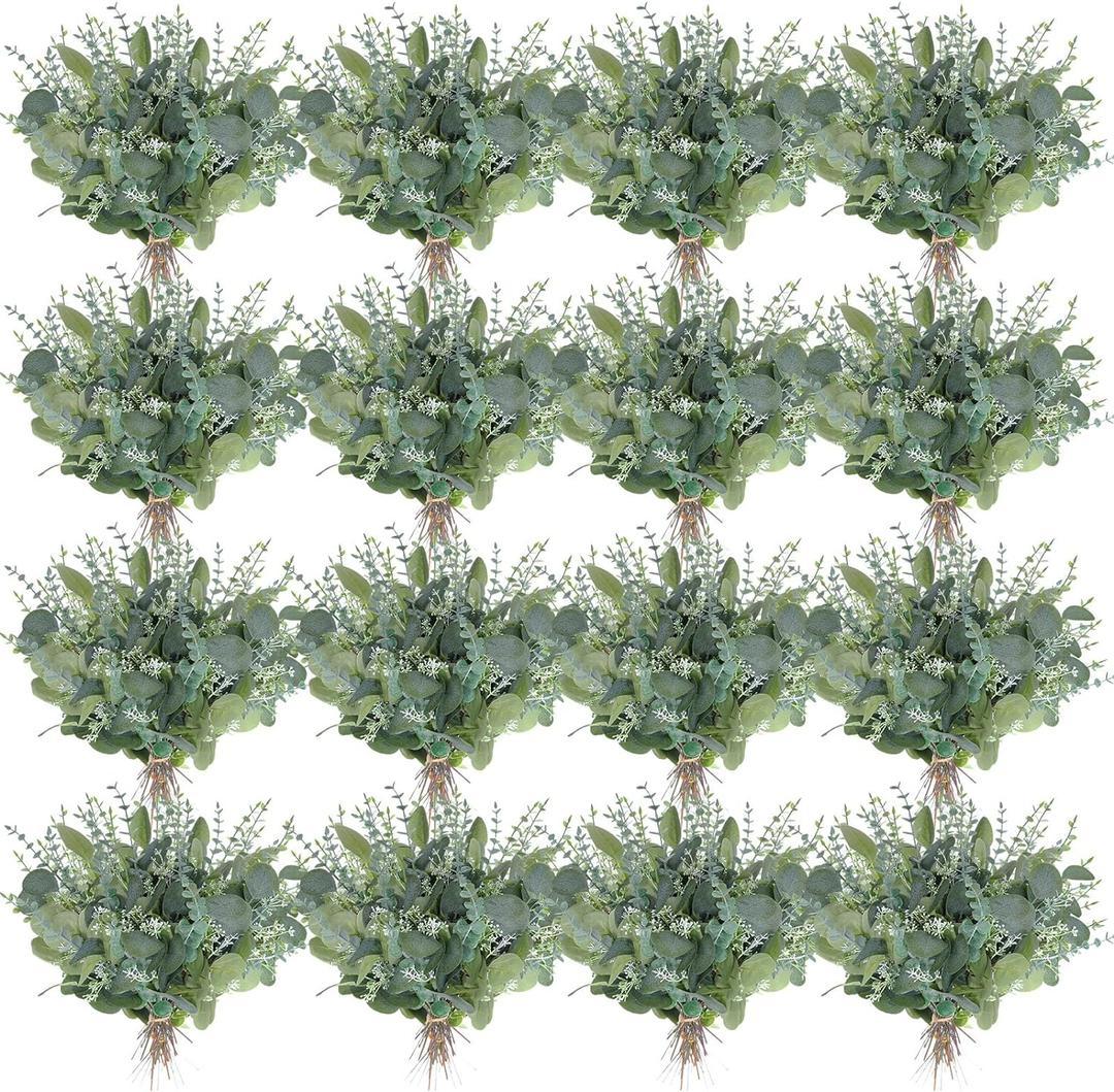 Tigeen 150 Pcs Mixed Eucalyptus Leaves Stems Bulk Silver Dollar Artificial Greenery Leaves Stems Fake Plant Branches for Wedding Bridal Bouquets, Floral Arrangements, Centerpiece, Home Decor (Green)