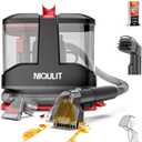 Portable Carpet and Upholstery Cleaner, 15Kpa Spot Cleaner Machine for Pets, Furniture Cleaner for Sofa, Area Rugs, Couch and Car, Carpet Cleaning Machine with Dual Brush Heads & Self-Cleaning System (Jet Black)