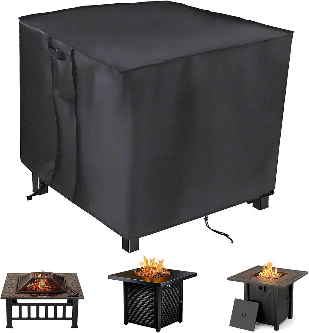 Saking Fire Pit Cover,32 inch Square Firepit Covers, Gas Fireplace Fire Pit Table Cover for Propane Fire Pit - 32 x 32 x 17 inch