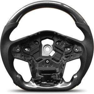 Carbon Fiber Steering Wheel Compatible with Toyota GR Supra A90/A91 2019-2022, D-Shaped Flat-Bottom Custom Steering Wheel with Nappa Perforated Leather Grip, Sport Style Upgrade Replacement
