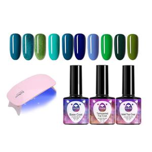 OUL'ISI 14pcs Gel Nail Polish Kit, Popular Bright Nail Art Solid Sparkle Glitters Colors Manicure with UV LED Nail Lamp, Base Coat Top Coat and Matte Coat Home DIY Nail Art Design (Freedom & Health)