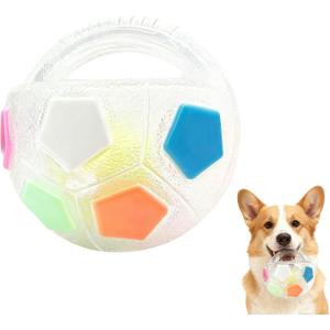 The Mellow Dog Calming Ball with Handle, Mellow Dog Calming Ball,Squeaky Floating Rubber Balls,Interactive Balls for Dogs Playing,Water Play,Training & Outdoor Games (White)
