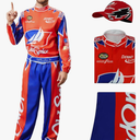 Mens Costume Adult Racing Car Costume Hat Jacket Pants Set Halloween Nights Outfits for Men Women, S