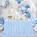 Baby Blue Chiffon Table Skirt - 6ft Sheer Table Cloth for Baby Shower Wedding Birthday Mermaid Theme Party 2 Layer