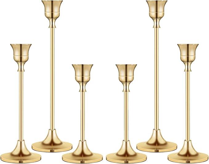 Candlestick Holders,Taper Candle Holder for Candlesticks Gold Brass Vintage Candle Stick Candle Holder Candelabra Candle Holder for Fireplace Party Dining