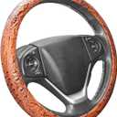 ZYHW Car Steering Wheel Cover Universal 15 inch Auto Antislip Leather Protector Flower Grain Brown