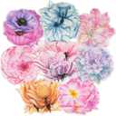 LakoArt 80 Pieces Large Size Transparent Waterproof Flower Stickers Set, Decorative Floral Clear Vinyl Wall Decals for Planner Scrapbook Aesthetic Room Decor Junk Journal Bullet Journals Collage