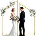 Wedding Arch Backdrop Stand for Parties Set of 2, 7FT/6.7FT Gold Wedding Arches for Ceremony - Reusable Metal Square Balloon Arch Frame for Birthday Party Bridal Baby Shower Graduation Decoration