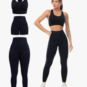3 Piece Workout Sets for Women Butt Lifting Leggings with High Impact Sports Bra Gym Shorts, Size 2XL