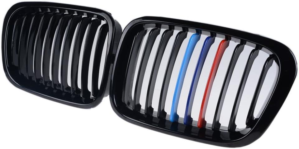 Pair Glossy Black M-Color Kidney Grille Grill Compatible with 1998-2001 BMW E46 316i 318i 320i 323i 325i 328i 330i 4DR Sedan LH RH