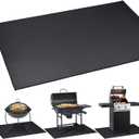 Under Grill Mat 48 30 Inch for Outdoor Charcoal, Flat Top, Smokers, Gas Grills.Oil-Proof and Water-Proof BBQ Cvtayn Fireproof Mat Protects Deck Grass, Indoor Fireplace Mat (Black)