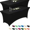 Pureegg Spandex Tablecloth 6ft - 2 Pack, Fitted and Tight Cloth for Rectangle Table, Wrinkle-Free and Stretch Table Cover for Party, Wedding, Banquet and Birthday, Black | Table Cloth for Rectangle Table Wrinkle-Free and Stretch, Rectangle,Table Cover for Party, Wedding, Banquet, Birthday
