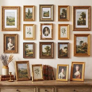 Kathfly 20 Pack Vintage Picture Frames for Wall Tabletop Display Ornate Vintage Picture Frames with 10x8 7x5 6x4 Inch Set, Antique Wall Art Decor for Gallery Bedroom Living Room
