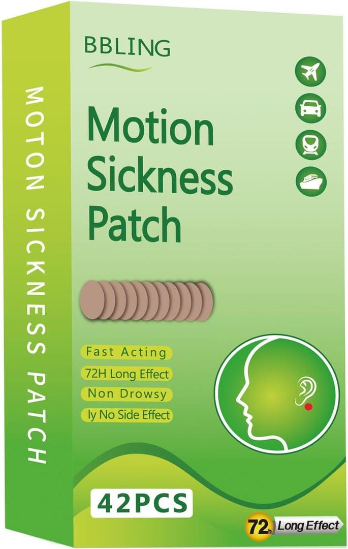 3 x 42PCS Motion Sickness Patchs, Sea Sickness Patch for Cruise,Dizziness Resulted from Travel of Cars, Ships, Airplanes (42pcs)