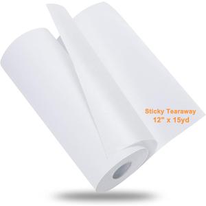 New brothread Sticky Self-Adhesive Tear Away Embroidery Stabilizer Backing 12" x 15 Yd roll - Medium Weight for Napped Fabric & Hoop Less Embroidery