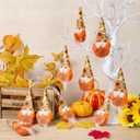 12 Pcs Friendsgiving Ornaments Gnomes Plush Friendsgiving Hanging Gnomes with Pumpkin Holding Cards for Thanksgiving Tree Decorations Holiday Party Supply