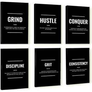 Throwback Traits Motivational Wall Art  Set of 6 Canvas Prints with Inspirational Quotes, Eco-Friendly & Framed, Gallery-Wrapped Posters for Living Room, Bedroom & Office Dcor, Ready to Hang